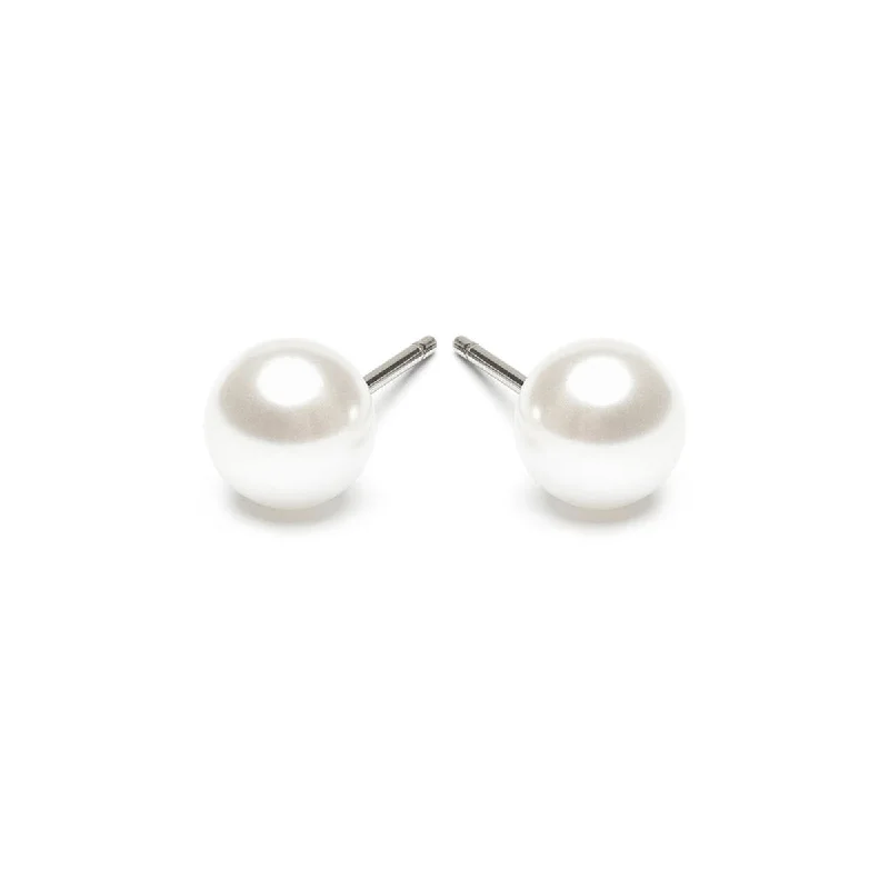 White Pearl 6mm Stud Earrings