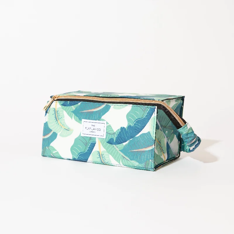 Flat Lay Makeup Box Bag - Tropical Leaves