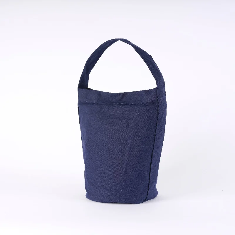 Navy Waxed Bucket Bag