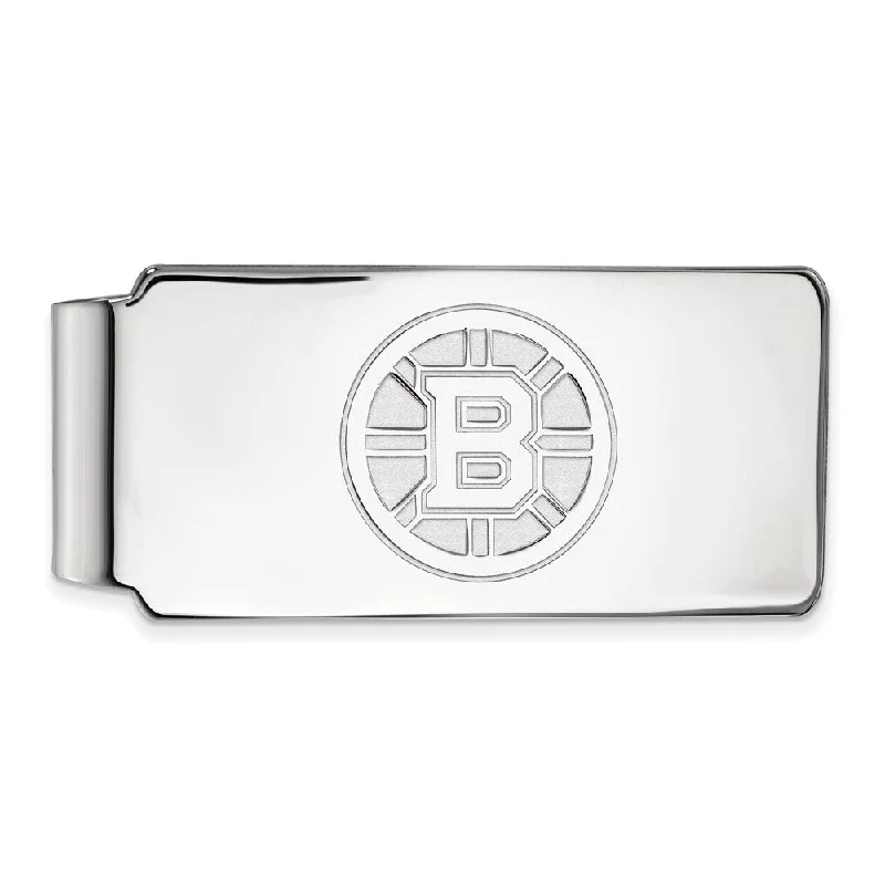 10k White Gold NHL Boston Bruins Money Clip