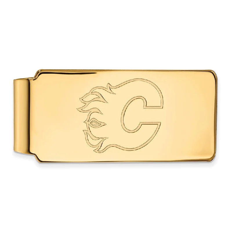 10k Yellow Gold NHL Calgary Flames Money Clip