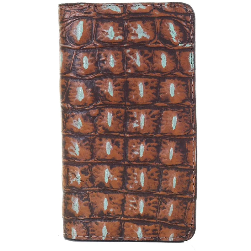 LCPW02 - Rustic Patina Croco Print Cell Phone Wallet