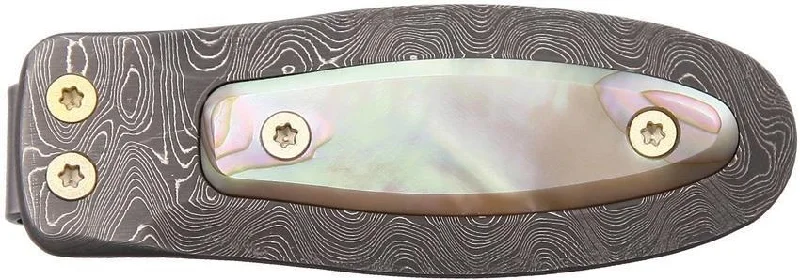 Lion Steel Money Clip Damascus Mother of Pearl Onlay Stainless Holder PBDMOP