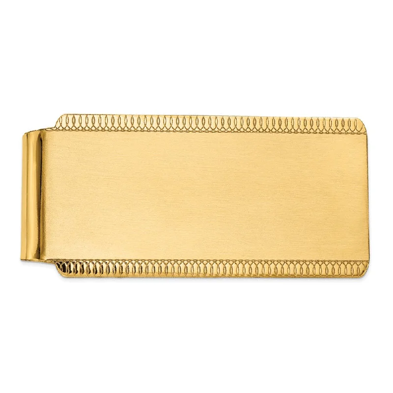 Men's 14k Yellow Gold Etched Edge Satin Fold-Over Money Clip