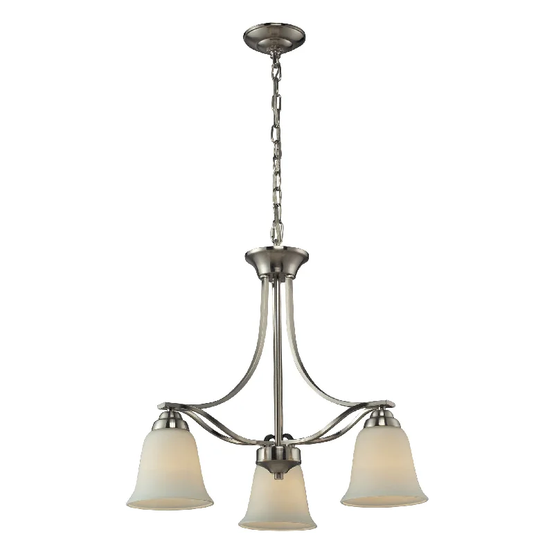 Chandeliers with Frosted Glass for a Softer Light DiffusionChandeliers with Frosted Glass for a Softer Light Diffusion3 light chandelier in Brushed Nickel ELK Lighting Chandeliers with Frosted Glass for a Softer Light DiffusionChandeliers with Frosted Glass for a Softer Light Diffusion3 light chandelier in Brushed Nickel ELK Lighting