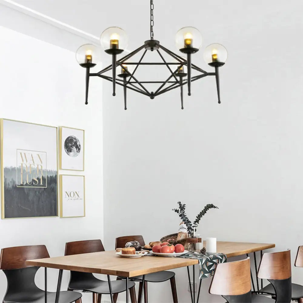 Bohemian - Style Beaded Chandeliers for Eclectic DecorBohemian - Style Beaded Chandeliers for Eclectic DecorIndustrial Pendant Light with Clear Glass Globe Shade - 6/8-Bulb Ceiling Lamp for Dining Room