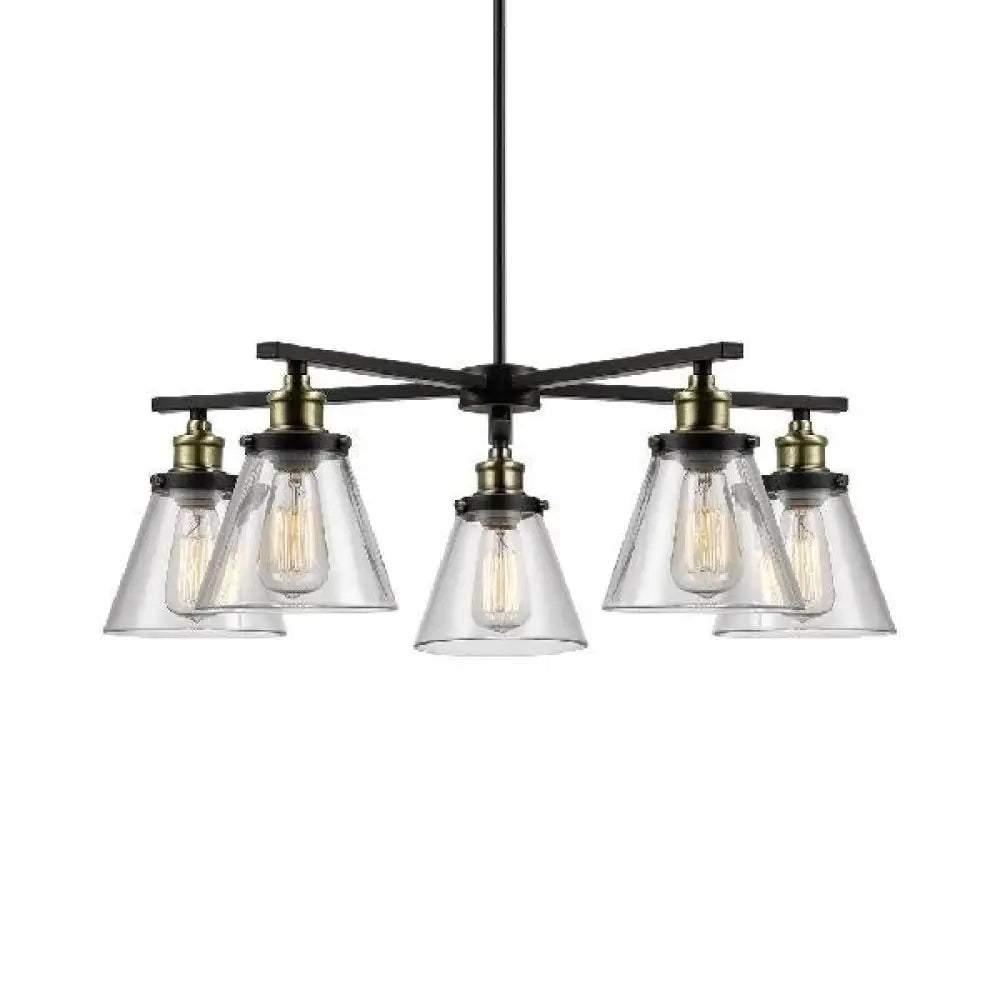 Art Deco Chandeliers for a Retro - Glam LookArt Deco Chandeliers for a Retro - Glam LookVintage Black 5-Light Chandelier Pendant with Clear Glass Cone Shades for Dining Room Lighting Art Deco Chandeliers for a Retro - Glam LookArt Deco Chandeliers for a Retro - Glam LookVintage Black 5-Light Chandelier Pendant with Clear Glass Cone Shades for Dining Room Lighting