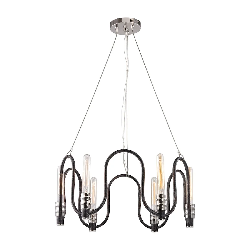 Chandeliers with Metal Frames in Copper FinishChandeliers with Metal Frames in Copper FinishContinuum 6 Light Chandelier in Silvered Graphite with Polished Nickel Accents ELK Lighting Chandeliers with Metal Frames in Copper FinishChandeliers with Metal Frames in Copper FinishContinuum 6 Light Chandelier in Silvered Graphite with Polished Nickel Accents ELK Lighting