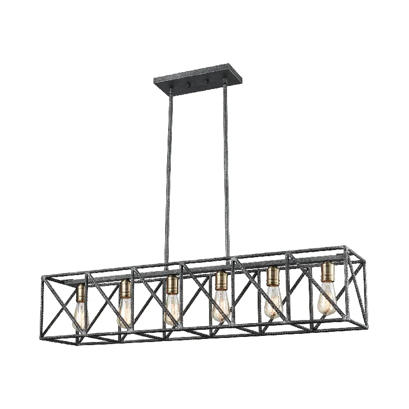 Chandeliers with Adjustable Height for Custom InstallationChandeliers with Adjustable Height for Custom InstallationCrossbar 6-Light Linear Chandelier in Silverdust Iron and Satin Brass ELK Lighting Chandeliers with Adjustable Height for Custom InstallationChandeliers with Adjustable Height for Custom InstallationCrossbar 6-Light Linear Chandelier in Silverdust Iron and Satin Brass ELK Lighting