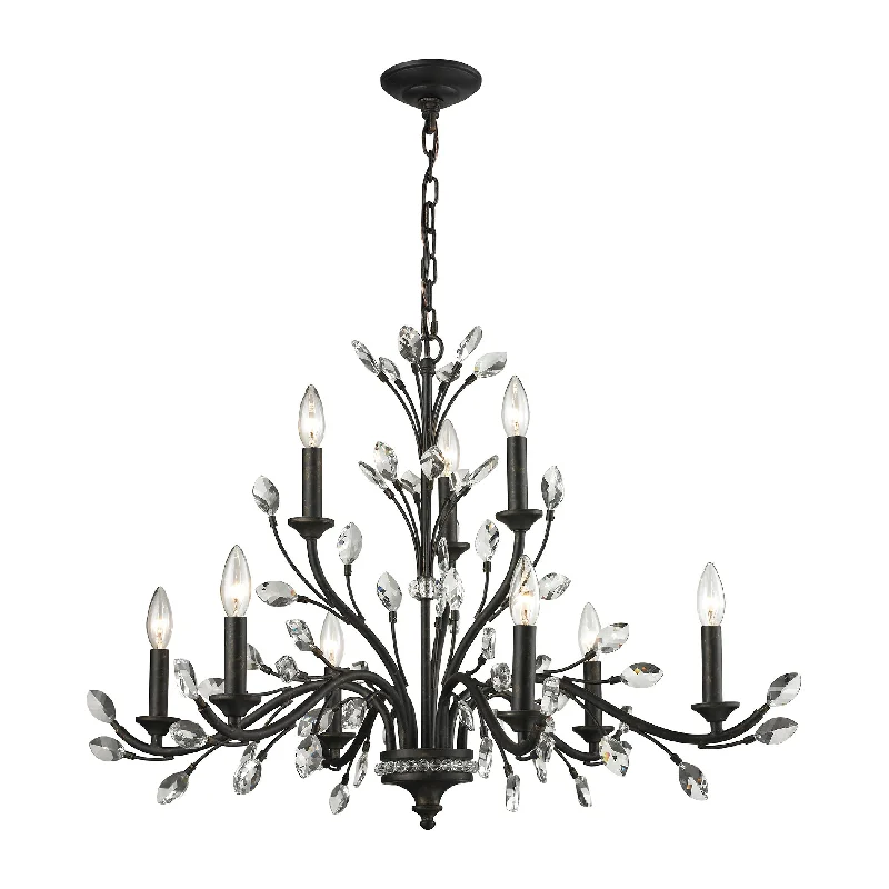 Large Chandeliers for Grand Halls and FoyersLarge Chandeliers for Grand Halls and FoyersCrystal Branches 9-Light Chandelier in Burnt Bronze ELK Lighting Large Chandeliers for Grand Halls and FoyersLarge Chandeliers for Grand Halls and FoyersCrystal Branches 9-Light Chandelier in Burnt Bronze ELK Lighting