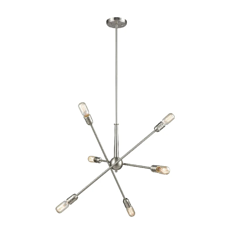 Chandeliers with Metal Frames in Silver FinishChandeliers with Metal Frames in Silver FinishDelphine 6-Light Chandelier in Satin Nickel ELK Lighting Chandeliers with Metal Frames in Silver FinishChandeliers with Metal Frames in Silver FinishDelphine 6-Light Chandelier in Satin Nickel ELK Lighting