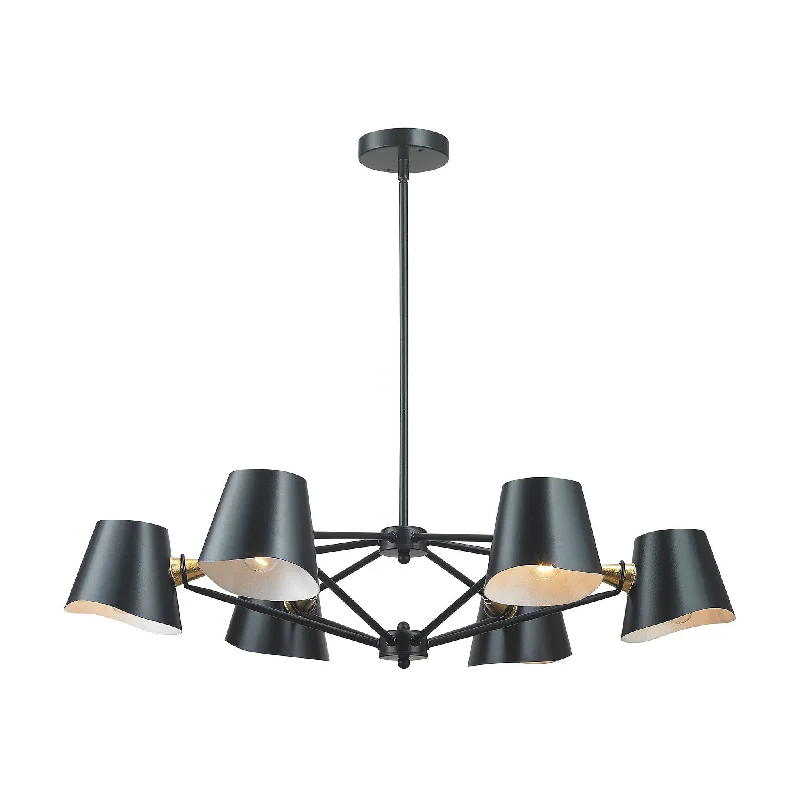 Chandeliers with Metal Frames in Copper FinishChandeliers with Metal Frames in Copper FinishDimond Lighting Webre 6 Light Chandelier In Matte Black And Gold Leaf