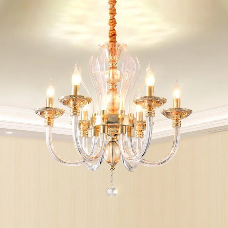 Chandeliers with Candle - Style Bulbs for a Classic AestheticChandeliers with Candle - Style Bulbs for a Classic AestheticModern Golden Curved Chandelier - 6 Heads Clear Glass Pendant Light with Crystal Drops Chandeliers with Candle - Style Bulbs for a Classic AestheticChandeliers with Candle - Style Bulbs for a Classic AestheticModern Golden Curved Chandelier - 6 Heads Clear Glass Pendant Light with Crystal Drops