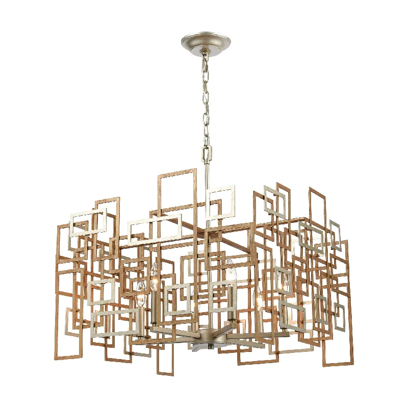 Chandeliers with Metal Frames in Silver FinishChandeliers with Metal Frames in Silver FinishGridlock 6-Light Chandelier in Matte Gold and Aged Silver by ELK Lighting Chandeliers with Metal Frames in Silver FinishChandeliers with Metal Frames in Silver FinishGridlock 6-Light Chandelier in Matte Gold and Aged Silver by ELK Lighting