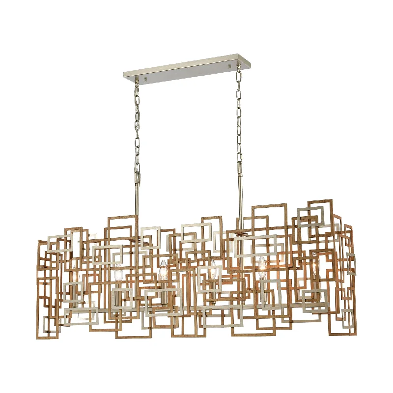 Chandeliers for Dining Rooms to Set the Mood for MealsChandeliers for Dining Rooms to Set the Mood for MealsGridlock 6-Light Island Light in Matte Gold and Aged Silver by ELK Lighting Chandeliers for Dining Rooms to Set the Mood for MealsChandeliers for Dining Rooms to Set the Mood for MealsGridlock 6-Light Island Light in Matte Gold and Aged Silver by ELK Lighting