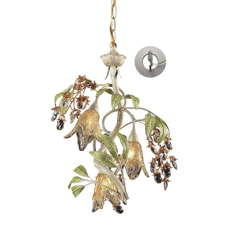 LED Chandeliers for Energy - Efficient LightingLED Chandeliers for Energy - Efficient LightingHuarco 3-Light Chandelier in Seashell and Sage Green with Floral-shaped Glass - Includes Adapter Kit ELK Lighting