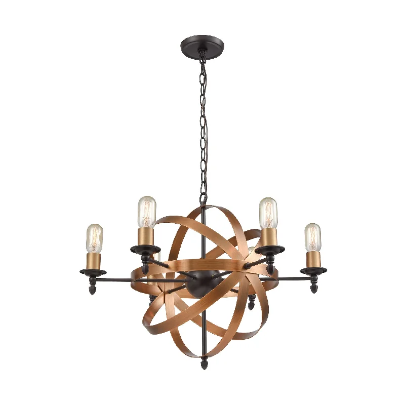 Chandeliers with Colored Glass for a Splash of ColorChandeliers with Colored Glass for a Splash of ColorKingston 6-Light Chandelier in Oil Rubbed Bronze and Brushed Antique Brass ELK Lighting