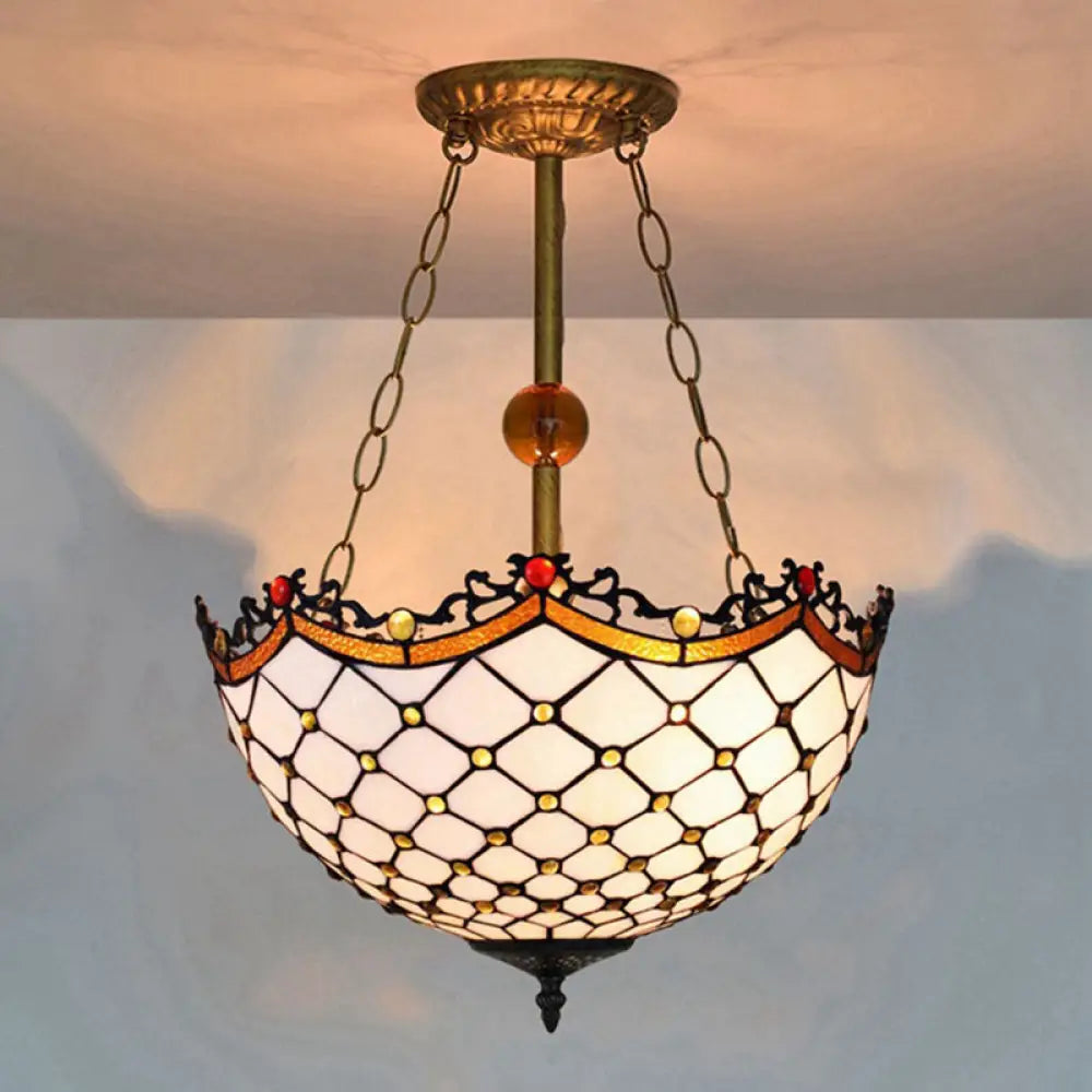 Ceiling - Mounted Chandeliers for Standard CeilingsCeiling - Mounted Chandeliers for Standard CeilingsStained Glass Semi Flushmount with Scalloped Inverted Design - 3 Lights for Traditional Living Room Ceiling - Mounted Chandeliers for Standard CeilingsCeiling - Mounted Chandeliers for Standard CeilingsStained Glass Semi Flushmount with Scalloped Inverted Design - 3 Lights for Traditional Living Room