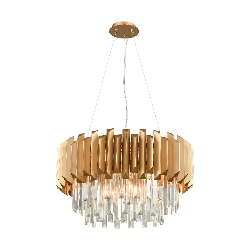 Minimalist Chandeliers for Sleek and Simple InteriorsMinimalist Chandeliers for Sleek and Simple InteriorsSeneca Falls 6-Light Chandelier in Matte Gold with Crystal ELK Lighting