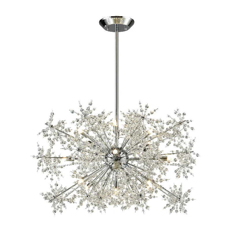 Chandeliers with Frosted Glass for a Softer Light DiffusionChandeliers with Frosted Glass for a Softer Light DiffusionSnowburst 15-Light Chandelier in Polished Chrome with Crystal ELK Lighting Chandeliers with Frosted Glass for a Softer Light DiffusionChandeliers with Frosted Glass for a Softer Light DiffusionSnowburst 15-Light Chandelier in Polished Chrome with Crystal ELK Lighting