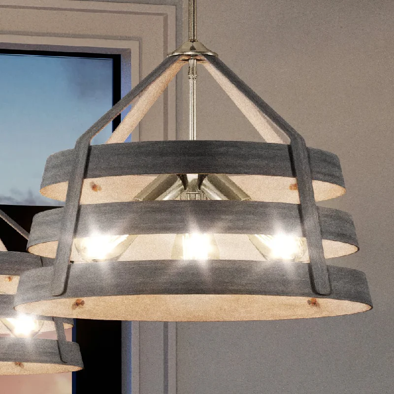 Victorian - Inspired Chandeliers with Ornate DetailsVictorian - Inspired Chandeliers with Ornate DetailsUEX2294 Modern Farmhouse Chandelier 15''H x 18''W, Satin Nickel Finish, Eastport Collection Victorian - Inspired Chandeliers with Ornate DetailsVictorian - Inspired Chandeliers with Ornate DetailsUEX2294 Modern Farmhouse Chandelier 15''H x 18''W, Satin Nickel Finish, Eastport Collection