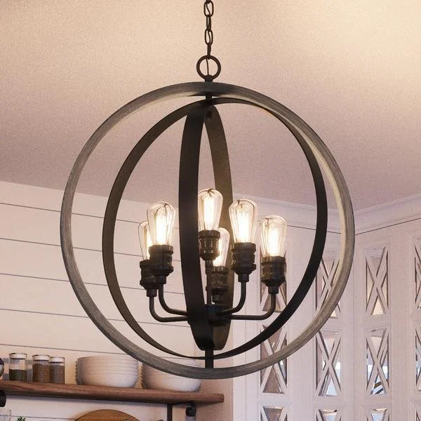Chandeliers with Adjustable Arms for Directional LightingChandeliers with Adjustable Arms for Directional LightingUHP2210 Vintage Chandelier, 30-3/4"H x 28"W, Charcoal Finish, Anchorage Collection