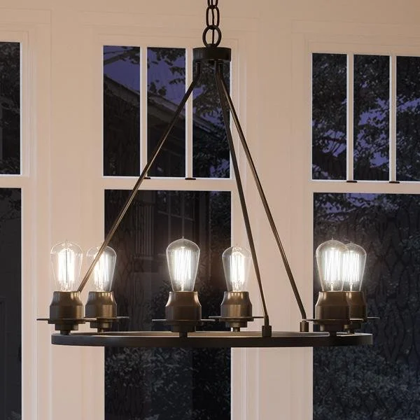 Large Chandeliers for Grand Halls and FoyersLarge Chandeliers for Grand Halls and FoyersUHP2243 Luxe Industrial Chandelier, 27-1/2"H x 28"W, Charcoal Finish, Nashville Collection Large Chandeliers for Grand Halls and FoyersLarge Chandeliers for Grand Halls and FoyersUHP2243 Luxe Industrial Chandelier, 27-1/2"H x 28"W, Charcoal Finish, Nashville Collection