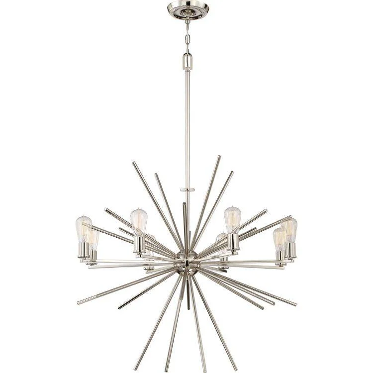 Chandeliers with Metal Frames in Gold FinishChandeliers with Metal Frames in Gold FinishUptown Carnegie 8-Light Chandelier - Imperial Silver