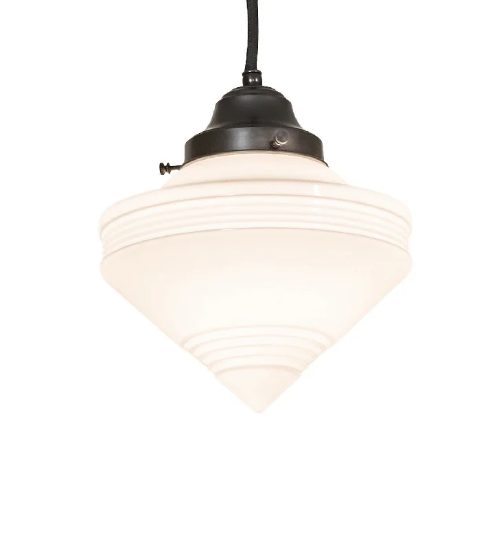 Art Deco Ceiling Lights with Geometric Patterns and Metallic FinishesArt Deco Ceiling Lights with Geometric Patterns and Metallic FinishesRevival Schoolhouse One Light Mini Pendant