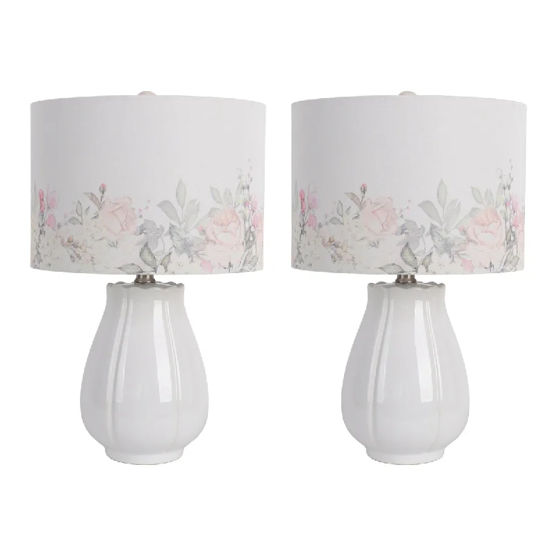 White with Pink Floral Shade